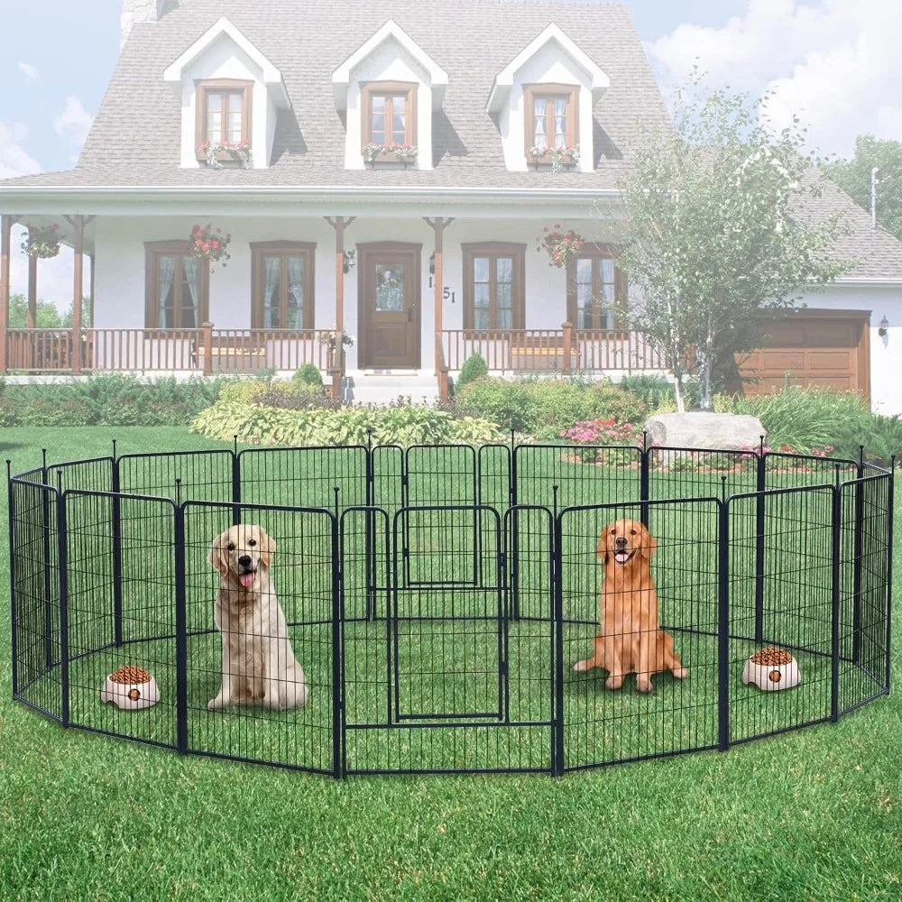 Dog Playpen,Portable Outdoor Fence, Playpen for Large/Medium/Small Dogs, Fences for The Yard,with Doors Foldable