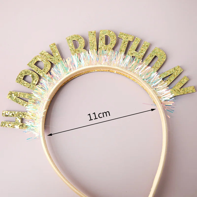 Glitter HAPPY BIRTHDAY Sequin Headband Birthday Decoration Birthday Party Decorations Kids Adult Girl Pink Silver Blue Headbands