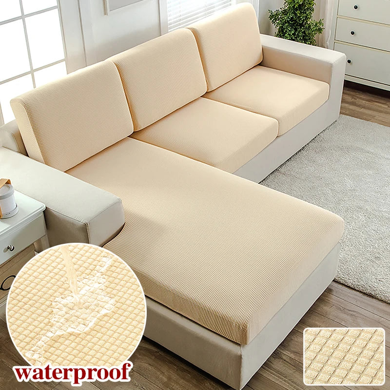 Waterproof Jacquard Sofa Cover for Living Room Kid Pets Solid Color Sofa Slipcover Couch Cover Seat Cushion Washable Removable