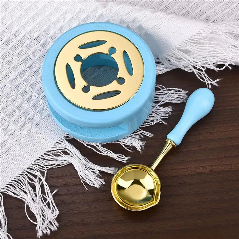 1/2/3pcs Wax Seal Set Wood Wax Melting Lacquer Furnace With /Spoon/Handle Wax Bead Melting Heater Wax Pot Heater For Stamp Craft