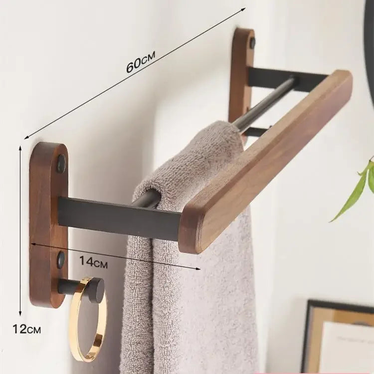 Walnut Wood Black Bathroom Hardware Set Bathroom towel rack Towel Rack Toilet Paper Holder Towel Bar Shelf  Bathroom Accessories