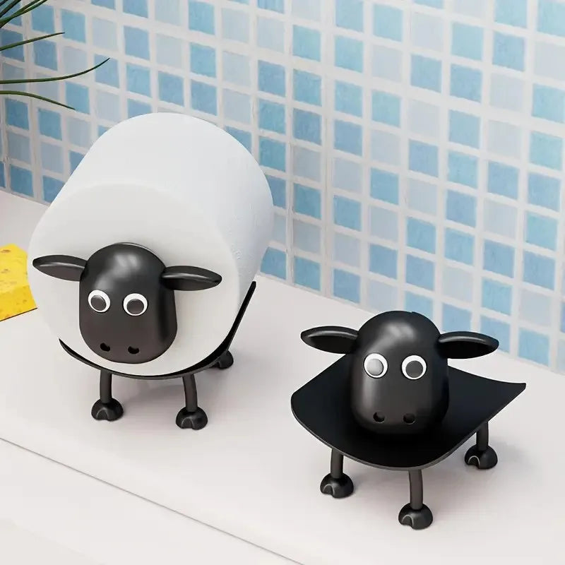 Sheep Toilet Roll Holder - Funny Toilet Paper Holder Free Standing Bathroom Set - 3D Printed Black Sheep Loo Roll Holder