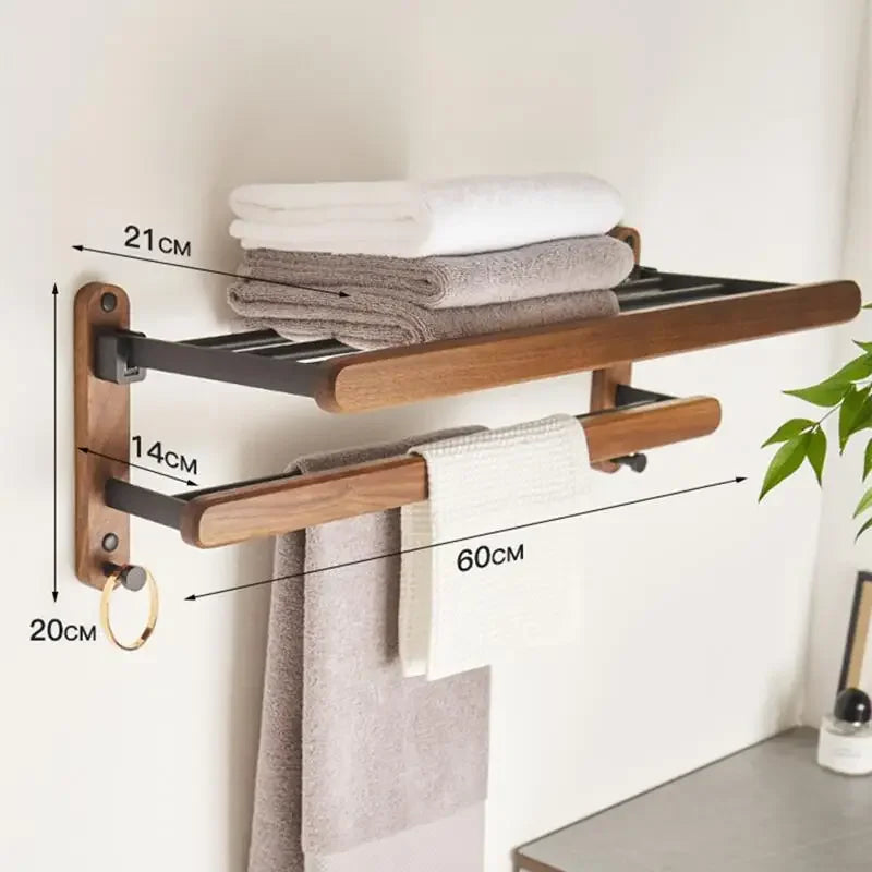 Walnut Wood Black Bathroom Hardware Set Bathroom towel rack Towel Rack Toilet Paper Holder Towel Bar Shelf  Bathroom Accessories