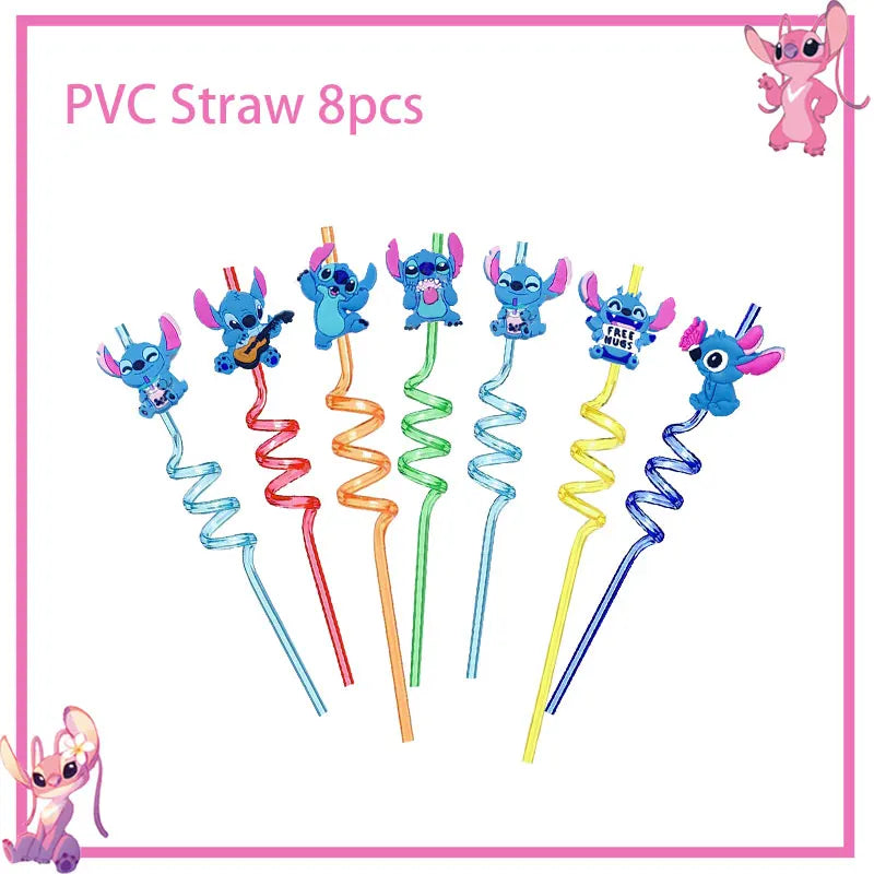 Stitch Birthday Party Decoration Pink Theme Paper Napkins Plates Cups Tableware Set Background Party Decoration Supplies For Kid