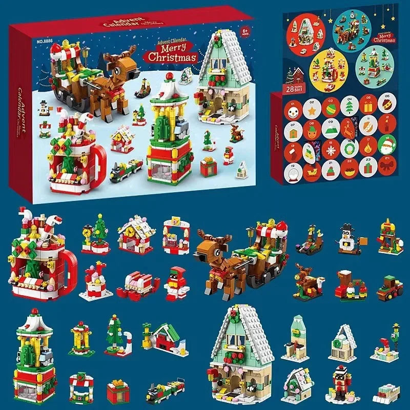 Hot Christmas Series Advent Calendar Gift Box 24Days Countdown Calendar Box Christmas Tree Bricks Model New Years Xmas Gift