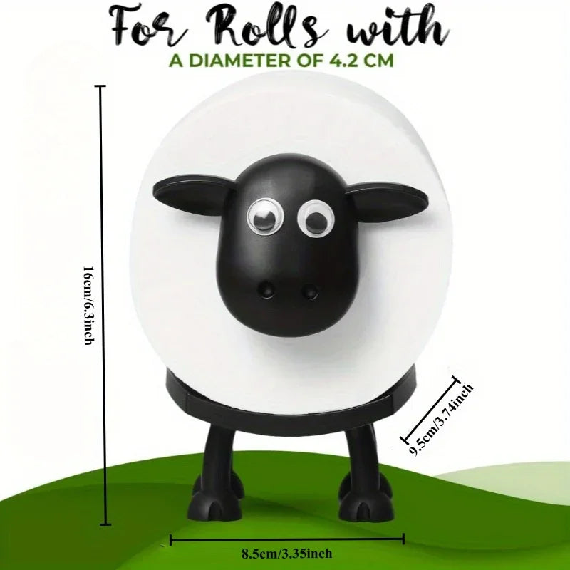 Sheep Toilet Roll Holder - Funny Toilet Paper Holder Free Standing Bathroom Set - 3D Printed Black Sheep Loo Roll Holder