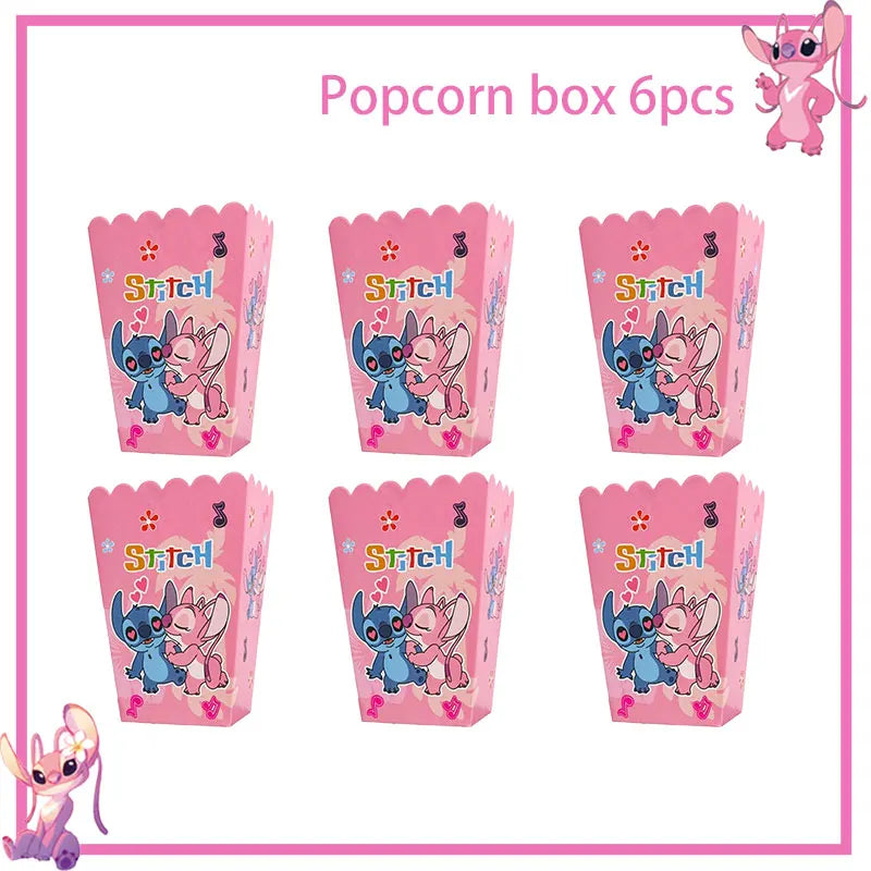 Stitch Birthday Party Decoration Pink Theme Paper Napkins Plates Cups Tableware Set Background Party Decoration Supplies For Kid